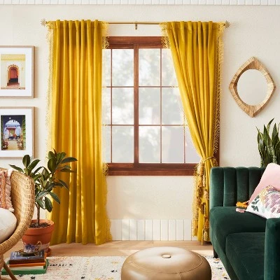 1pc Light Filtering Velvet Macrame Trim Window Curtain Panel - Opalhouse™ designed with Jungalow™ 1pc Light Filtering Velvet Macrame Trim Window Curtain Panel - Opalhouse™ Designed With Jungalow™ -Opalhouse Shop GUEST 06c46f5a f4ec 4c26 9286 d1d2cc36a02f