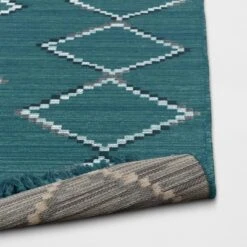 7' X 10' Soft Moroccan Woven Tapestry With Double Knot Fringe Outdoor Rug Teal - Opalhouse™ -Opalhouse Shop GUEST 3a15645d 40e3 4c67 92df d55f6ad30a10 1