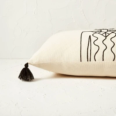 Oversized Oblong Embroidered Decorative Throw Pillow Natural/Black - Opalhouse™ designed with Jungalow™ Oversized Oblong Embroidered Decorative Throw Pillow Natural/Black - Opalhouse™ Designed With Jungalow™ -Opalhouse Shop GUEST 3f549789 de78 44c7 9927 9ee3aae82d94