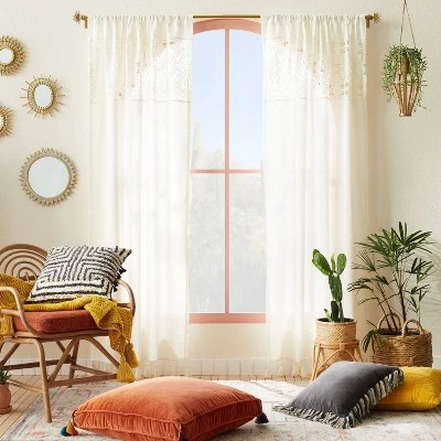 1pc Sheer Banded Geo Macrame Window Curtain Panel White - Opalhouse™ designed with Jungalow™ 1pc Sheer Banded Geo Macrame Window Curtain Panel White - Opalhouse™ Designed With Jungalow™ -Opalhouse Shop GUEST 5558f3f4 e289 4fce 89ab ad882207829f