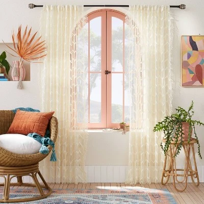 1pc 50"x84" Sheer Zig Zag Macrame Curtain Panel Cream - Opalhouse™ designed with Jungalow™ 1pc 50"x84" Sheer Zig Zag Macrame Curtain Panel Cream - Opalhouse™ Designed With Jungalow™ -Opalhouse Shop GUEST 712f1311 7264 4d02 ada6 b2d66663db9d