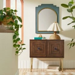 24" X 30" Wood And Brass Wall Mirror Blue - Opalhouse™ Designed With Jungalow™