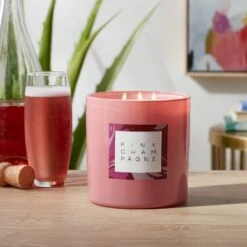 28oz Glass Champagne Candle Light Pink - Opalhouse™