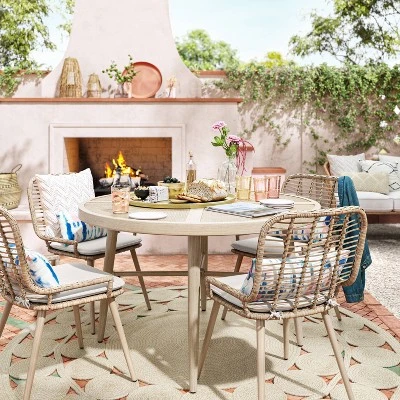 Leona 46" Round Crushed Bamboo Stamped Steel Top Patio Dining Table - Opalhouse™ Leona 46" Round Crushed Bamboo Stamped Steel Top Patio Dining Table - Opalhouse™ -Opalhouse Shop GUEST f04b764c a584 4bfe b9ea 6c0ea8ed5c2c